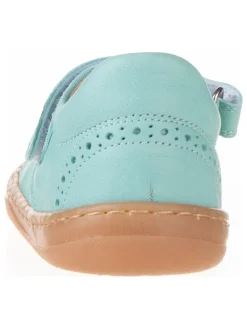 Leder-Spangenballerinas in Türkis