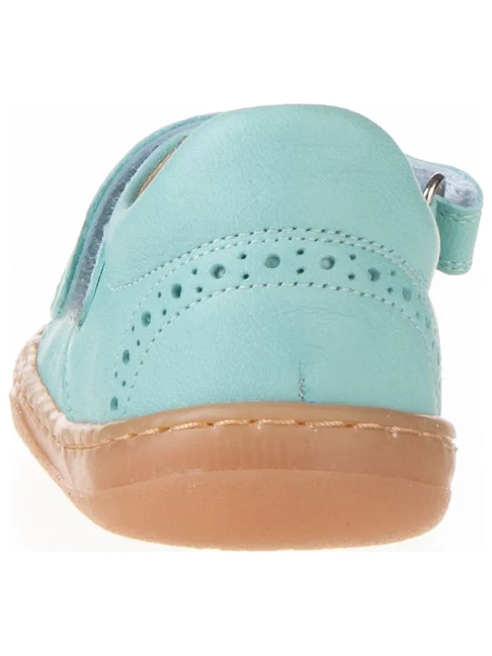 Leder-Spangenballerinas in Türkis