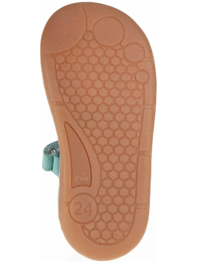 Leder-Spangenballerinas in Türkis