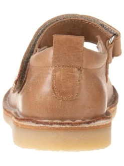 Leder-Spangenballerinas in Hellbraun