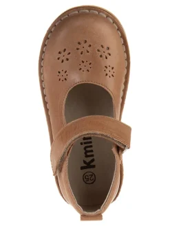 Leder-Spangenballerinas in Hellbraun