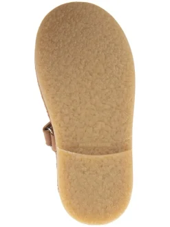 Leder-Spangenballerinas in Hellbraun