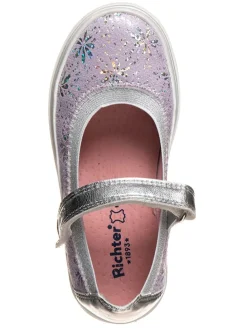 Leder-Spangenballerinas in Lila