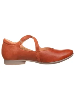 Leder-Spangenballerinas in Cognac
