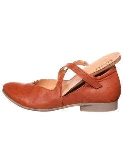 Leder-Spangenballerinas in Cognac