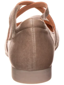 Leder-Spangenballerinas in Hellbraun