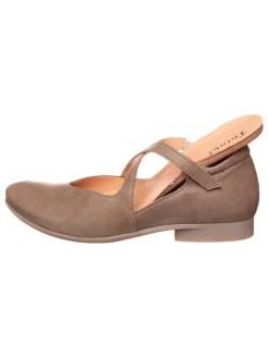 Leder-Spangenballerinas in Hellbraun