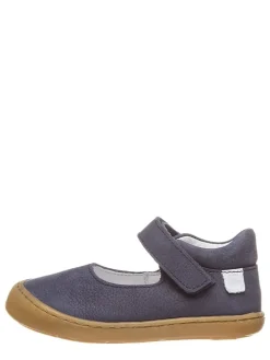 Leder-Spangenballerinas in Dunkelblau