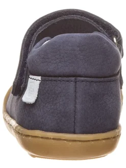 Leder-Spangenballerinas in Dunkelblau