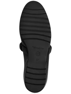 Leder-Spangenballerinas in Schwarz