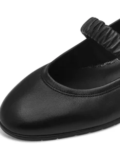 Leder-Spangenballerinas in Schwarz