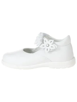 Leder-Spangenballerinas in Weiß