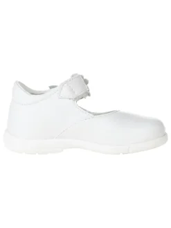 Leder-Spangenballerinas in Weiß