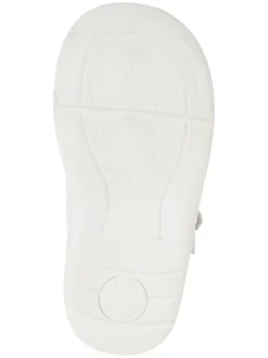 Leder-Spangenballerinas in Weiß