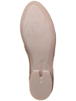 Leder-Spangenballerinas in Taupe