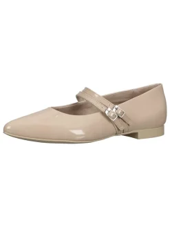 Leder-Spangenballerinas in Beige