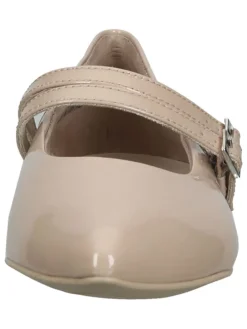 Leder-Spangenballerinas in Beige