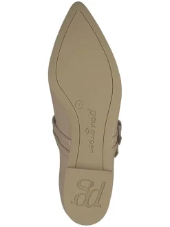 Leder-Spangenballerinas in Beige