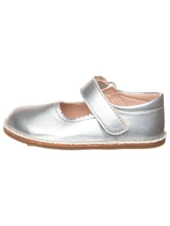 Leder-Spangenballerinas in Silber