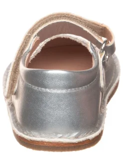 Leder-Spangenballerinas in Silber