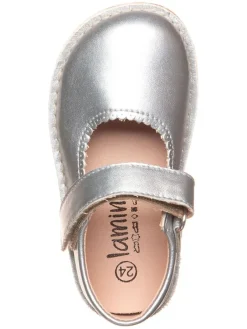 Leder-Spangenballerinas in Silber