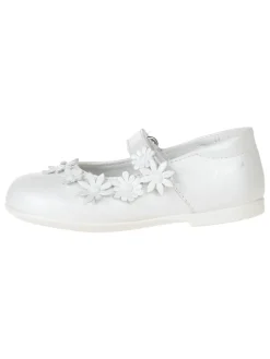 Leder-Spangenballerinas in Weiß