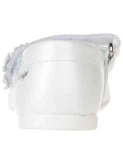 Leder-Spangenballerinas in Weiß