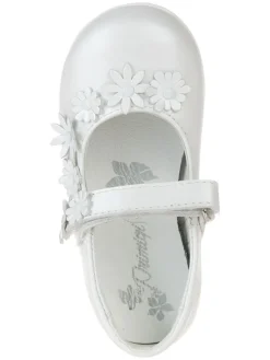 Leder-Spangenballerinas in Weiß