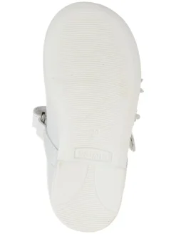 Leder-Spangenballerinas in Weiß