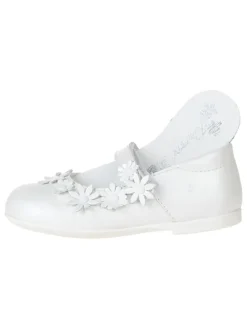 Leder-Spangenballerinas in Weiß