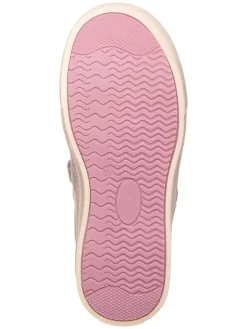 Leder-Spangenballerinas in Grau/ Rosa