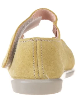 Leder-Spangenballerinas in Gelb