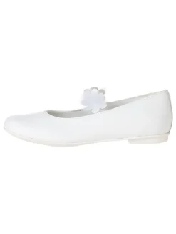 Leder-Spangenballerinas in Weiß