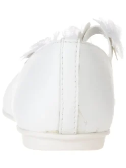 Leder-Spangenballerinas in Weiß