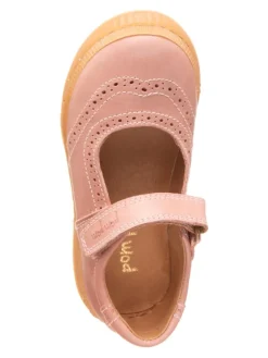 Leder-Spangenballerinas in Rosa