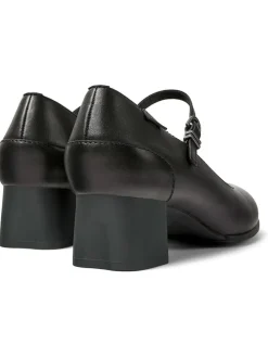 Leder-Spangenpumps in Schwarz