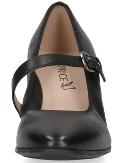 Leder-Spangenpumps in Schwarz