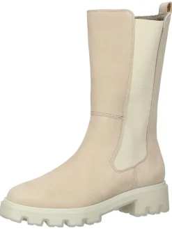 Leder-Stiefel in Beige
