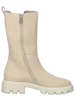Leder-Stiefel in Beige