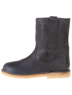 Leder-Stiefel in Dunkelblau