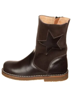 Leder-Stiefel in Dunkelbraun