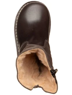 Leder-Stiefel in Dunkelbraun