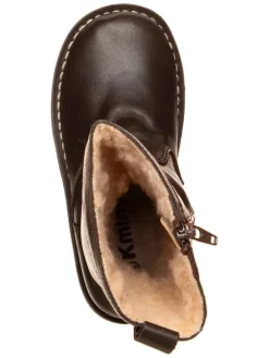 Leder-Stiefel in Dunkelbraun