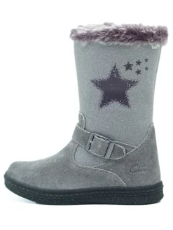 Leder-Stiefel in Grau