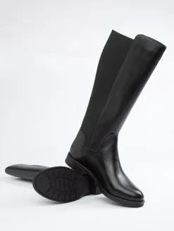 Leder-Stiefel in Schwarz