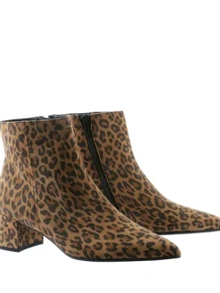 Leder-Stiefeletten "Beatrice" in Hellbraun/ Schwarz