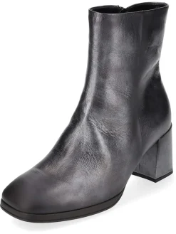 Leder-Stiefeletten in Anthrazit