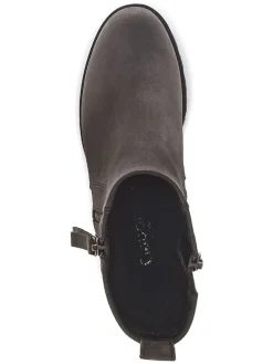 Leder-Stiefeletten in Anthrazit