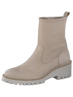 Leder-Stiefeletten in Beige
