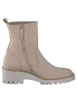 Leder-Stiefeletten in Beige